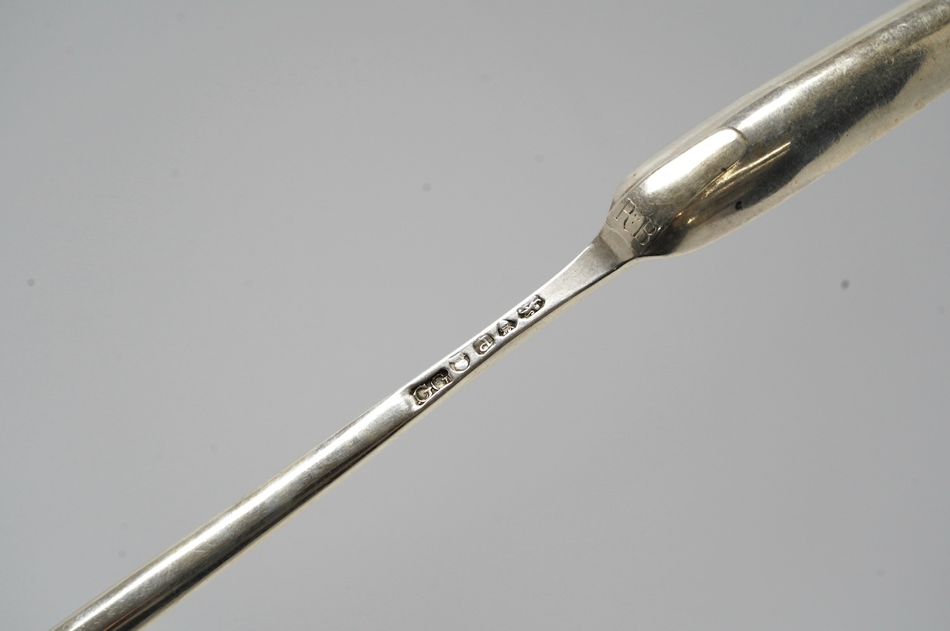 A George III silver marrow scoop, George Gray, London, 1790, 22.1cm. Condition - fair